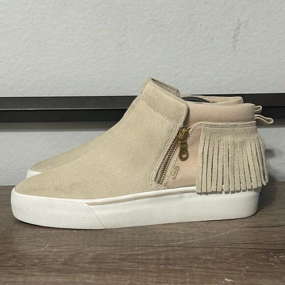Keds Cooper Zip Fringe Suede Women’s Rain Boots Shoes Size 9.5 Beige - Picture 1 of 8